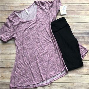Lularoe OS black leggings with small perfect T